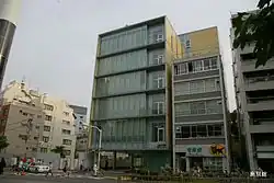 Narrow, five-story building