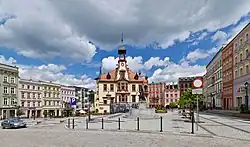 Market Square and Town Hall in Nowa Ruda