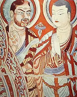Details from Praṇidhi scene No. 5. Central Asian and Asian Buddhist monks.[134]
