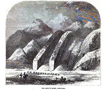 1871 illustration of Devil's Slide by Thomas Moran[4]