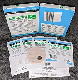 Generic estradiol (Mylan) 100 μg/day once-weekly transdermal patches.