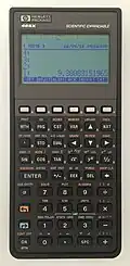 HP48 Series, c. 1992, the first graphing calculator by HP to use Reverse Polish Notation (RPN) and also SD card expansion