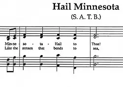 The sheet music to "Hail! Minnesota", the state's official song