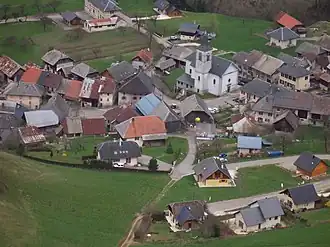 An aerial view of the village