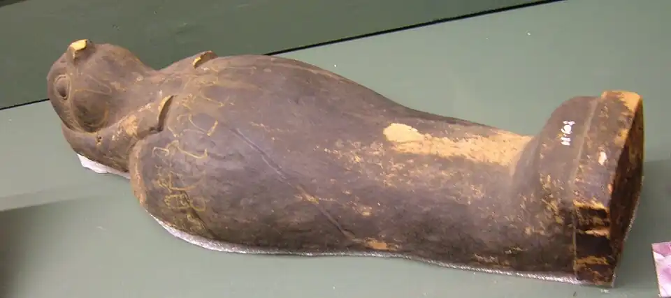 Lid of his sarcophagus with the head of a Sekerian falcon.