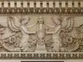 Detail of frieze of winged half figures with torch of learning in the Library of Congress Thomas Jefferson Building, Washington, D.C.