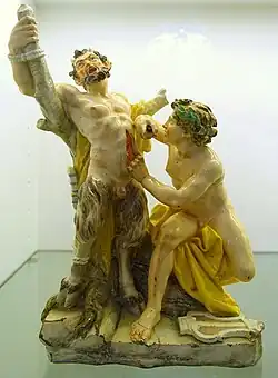 Apollo and Marsyas, porcelain from Real Fábrica del Buen Retiro, 1760s.
