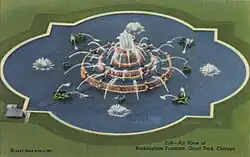 Aerial view of Buckingham Fountain