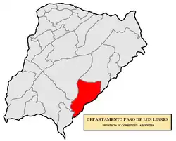 location of Paso de los Libres Department in Corrientes Province