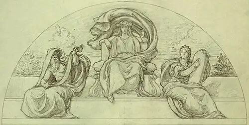 Study Drawing for lunette, Justice Enthroned Between Law and Order (2nd or Alternate Version)