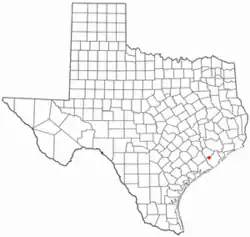 Location of Damon, Texas.