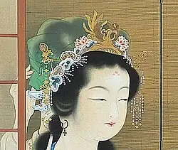 Tang era empress Yang Guifei with huadian